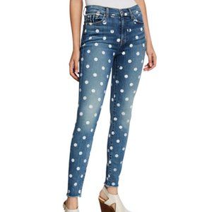 7For All Mankind High-Waist Ankle Skinny Polka Dot